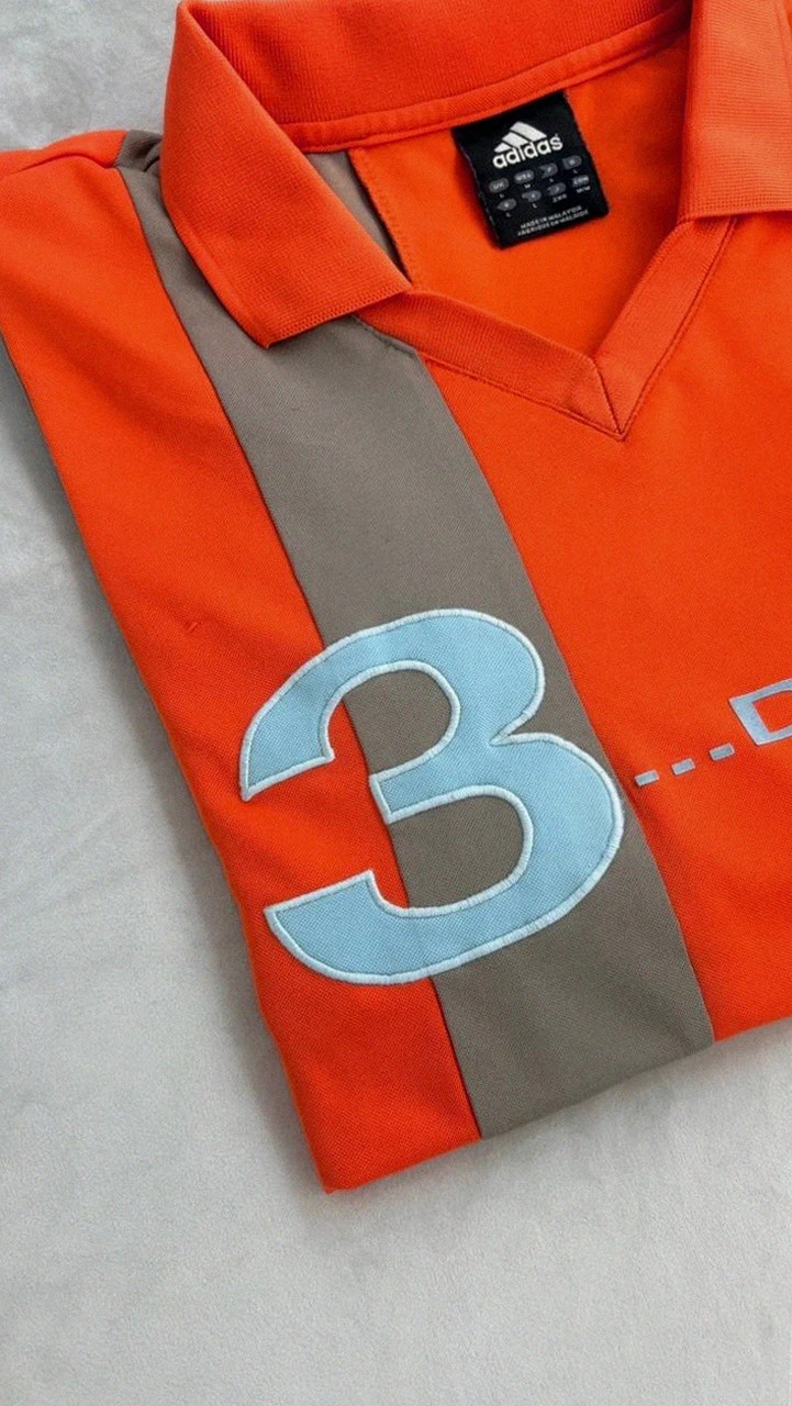 Adidas Polo Shirt Vintage Orange Retro Style Number 3 Y2K 90s Streetwear🌺 – adidas – taille L 3