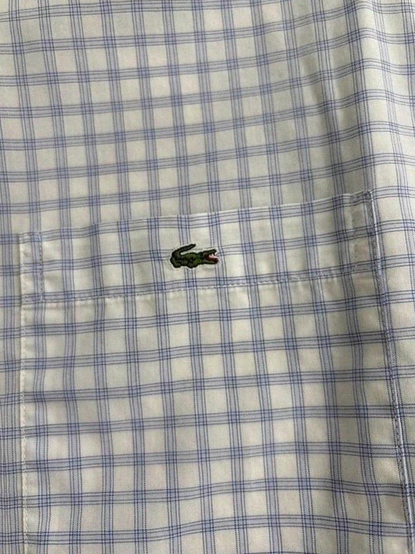 Camisa Lacoste de cuadros blanca azul con logo cocodrilo vintage casual🌺 – Lacoste – taille 42 cm 5
