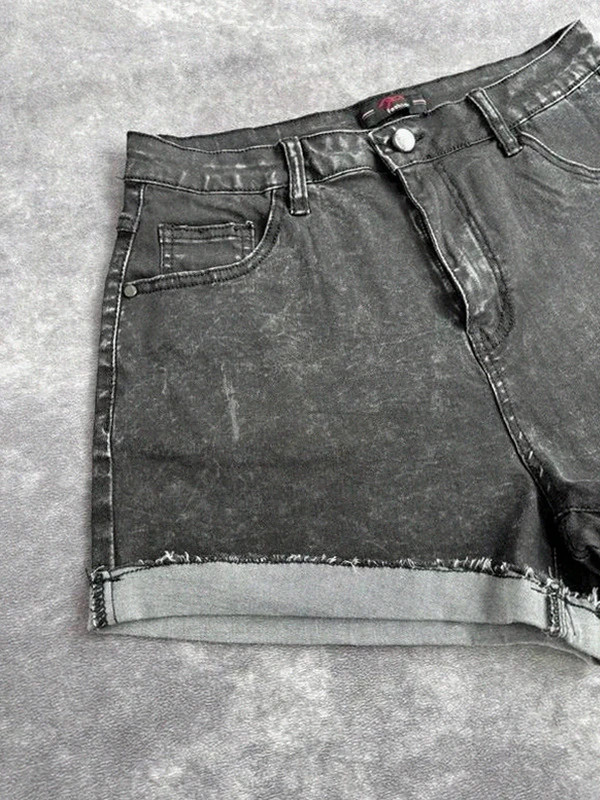 Denim shorts high waist black vintage frayed washed raw hem streetwear🌺 – Japan Style – taille M / 38 / 10 2