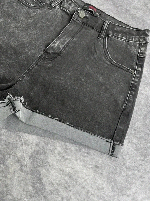 Denim shorts high waist black vintage frayed washed raw hem streetwear🌺 – Japan Style – taille M / 38 / 10 3