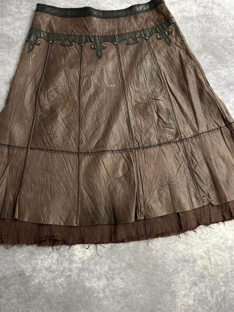 Falda marrón Bruno Antognini cuero vintage Y2K old money luxe zip🌺 – Bruno Antognini – taille XL / 42 / 14 5