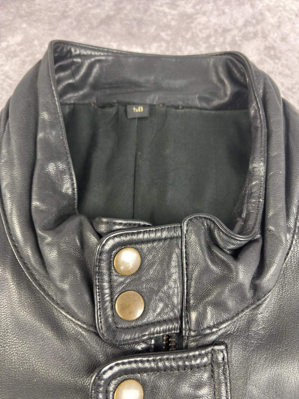 Original New Fast Black Leather Jacket Retro Streetwear Y2K Size M – New Fast – taille M 4