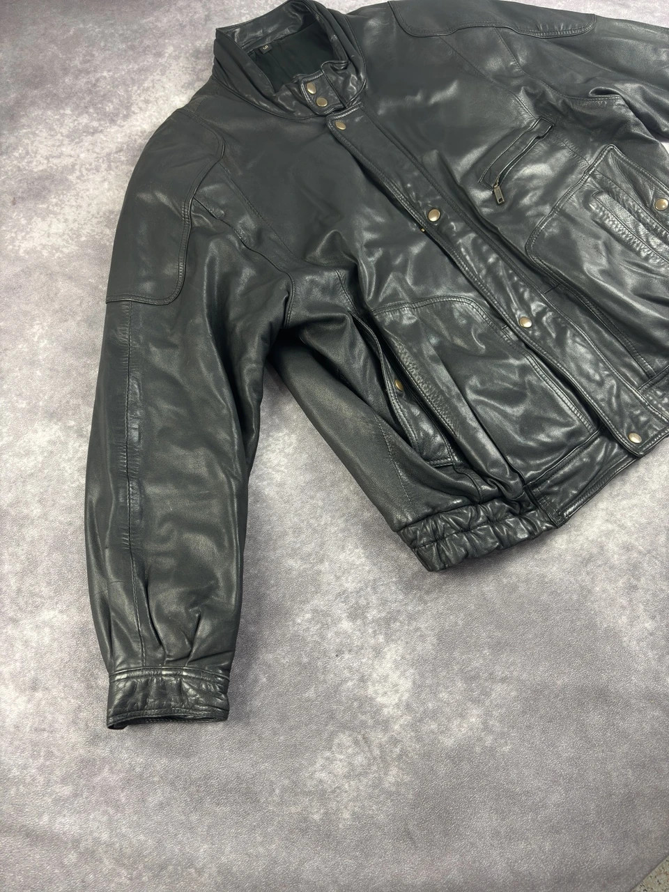 Original New Fast Black Leather Jacket Retro Streetwear Y2K Size M – New Fast – taille M 3