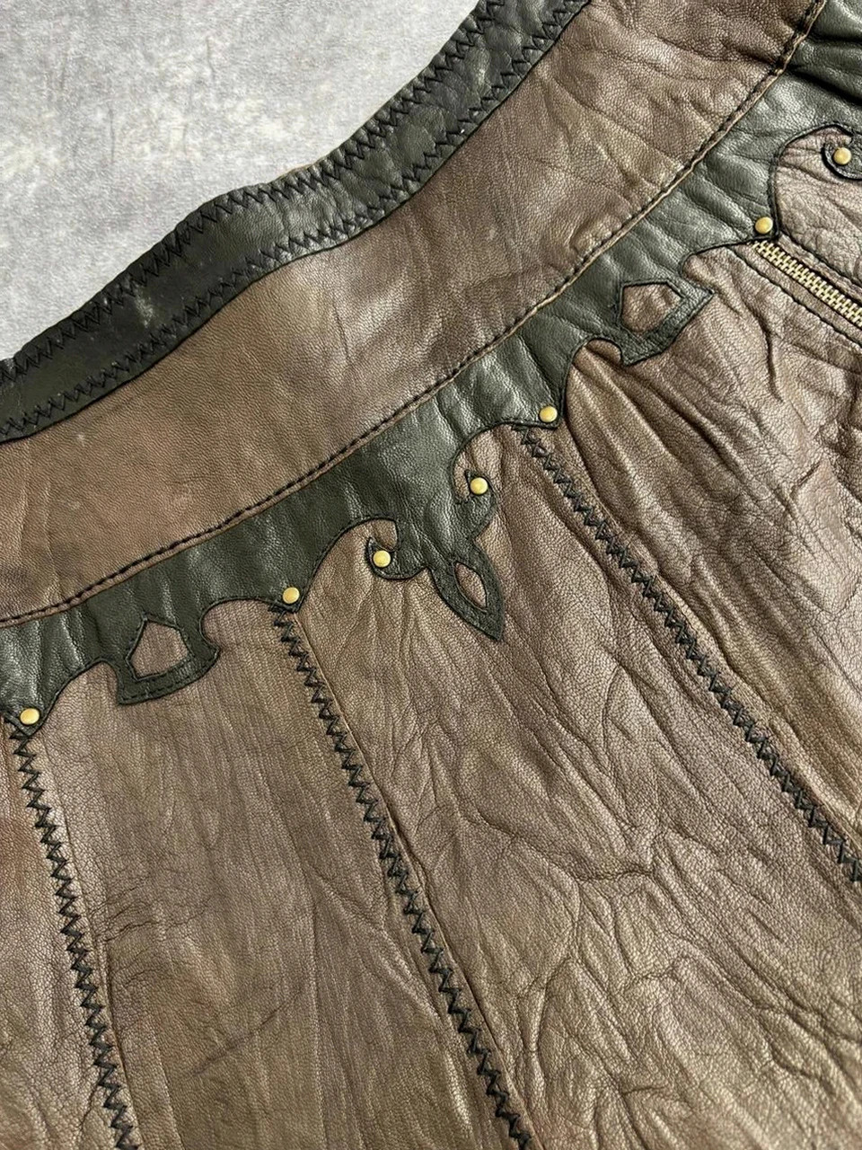 Falda marrón Bruno Antognini cuero vintage Y2K old money luxe zip🌺 – Bruno Antognini – taille XL / 42 / 14 4