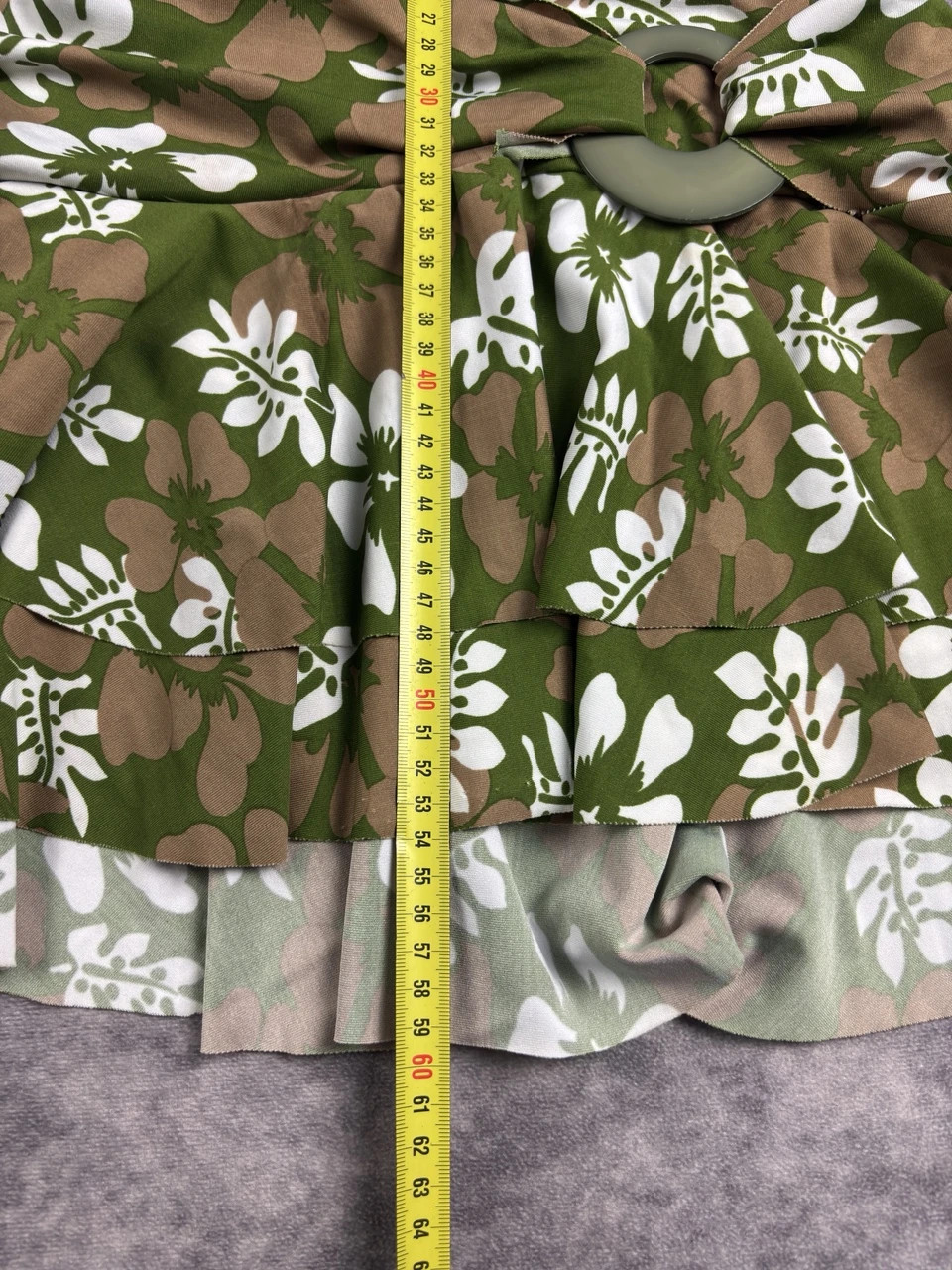 Green Floral Halter Mini Dress Y2K Ruched Ring Detail – Vintage Dressing – taille Taille unique 5