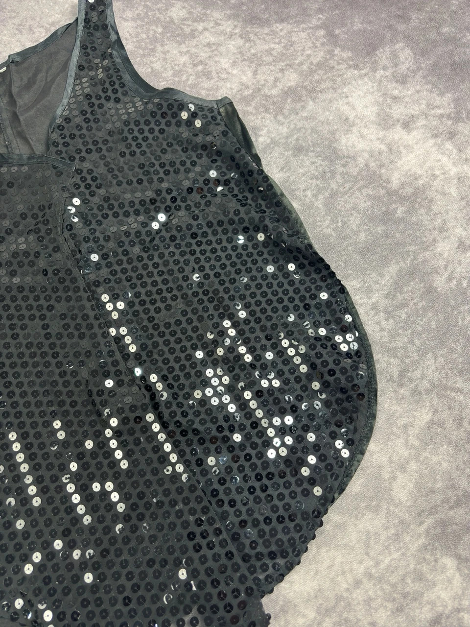 Black Sequin Sleeveless Top Y2K Party Glam Sparkly Vest Satin V-Neck Loose Fit – taille Taille unique 2