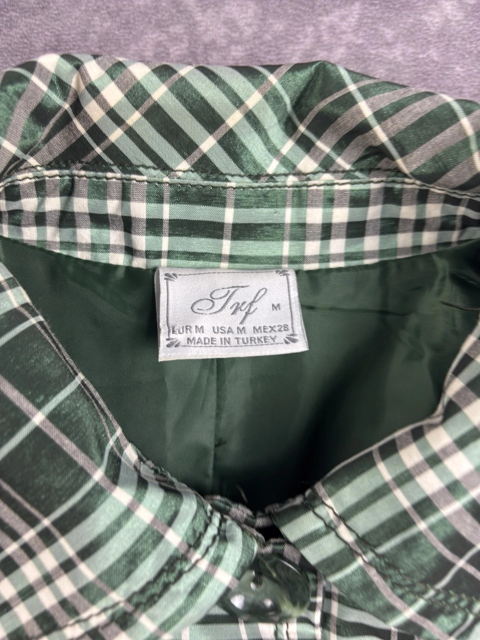 Vintage Green Plaid Trench Coat Jacket Women Size M Retro Streetwear Made in Turkey – Vintage Dressing – taille M / 38 / 10 4
