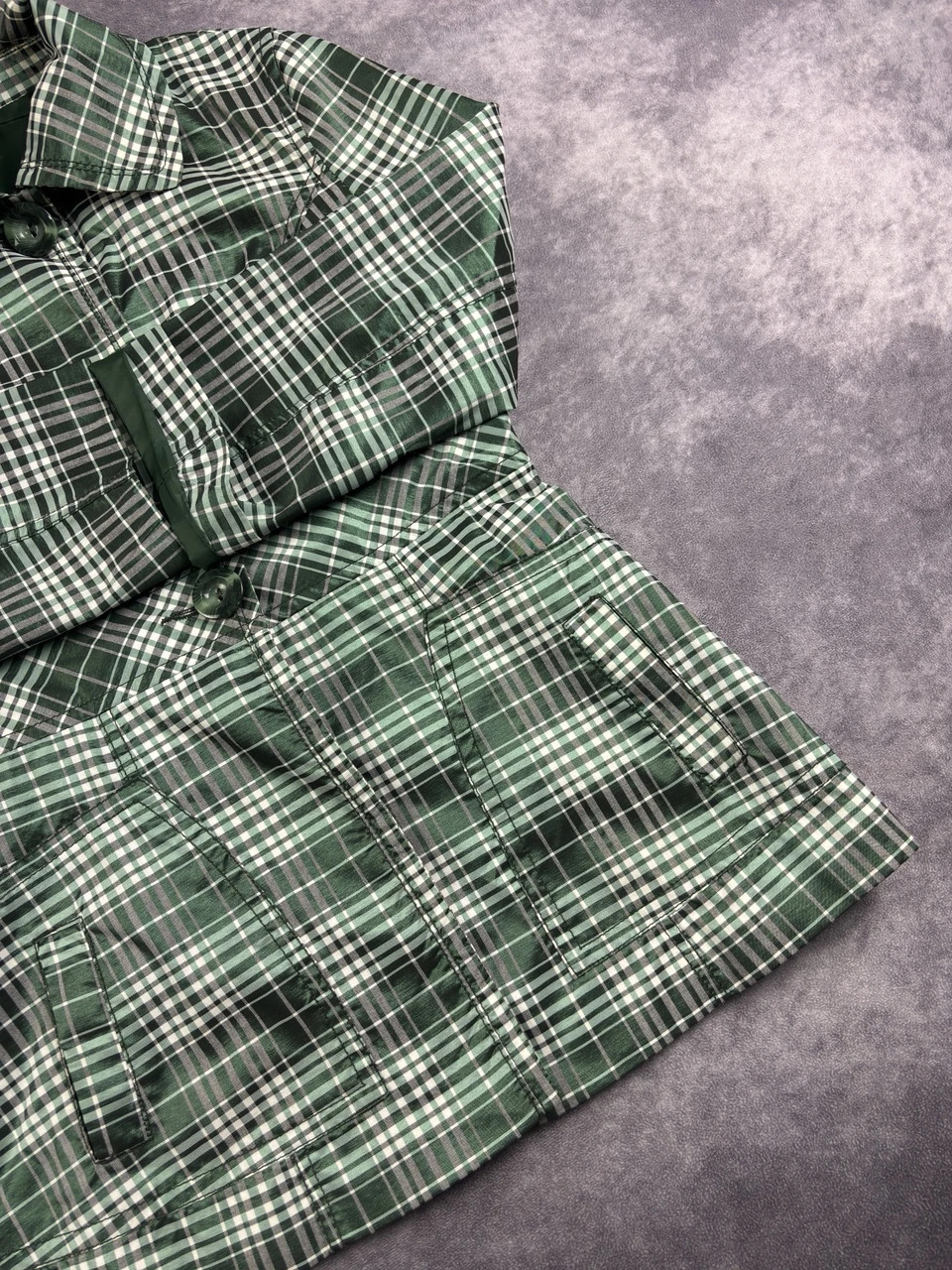 Vintage Green Plaid Trench Coat Jacket Women Size M Retro Streetwear Made in Turkey – Vintage Dressing – taille M / 38 / 10 2
