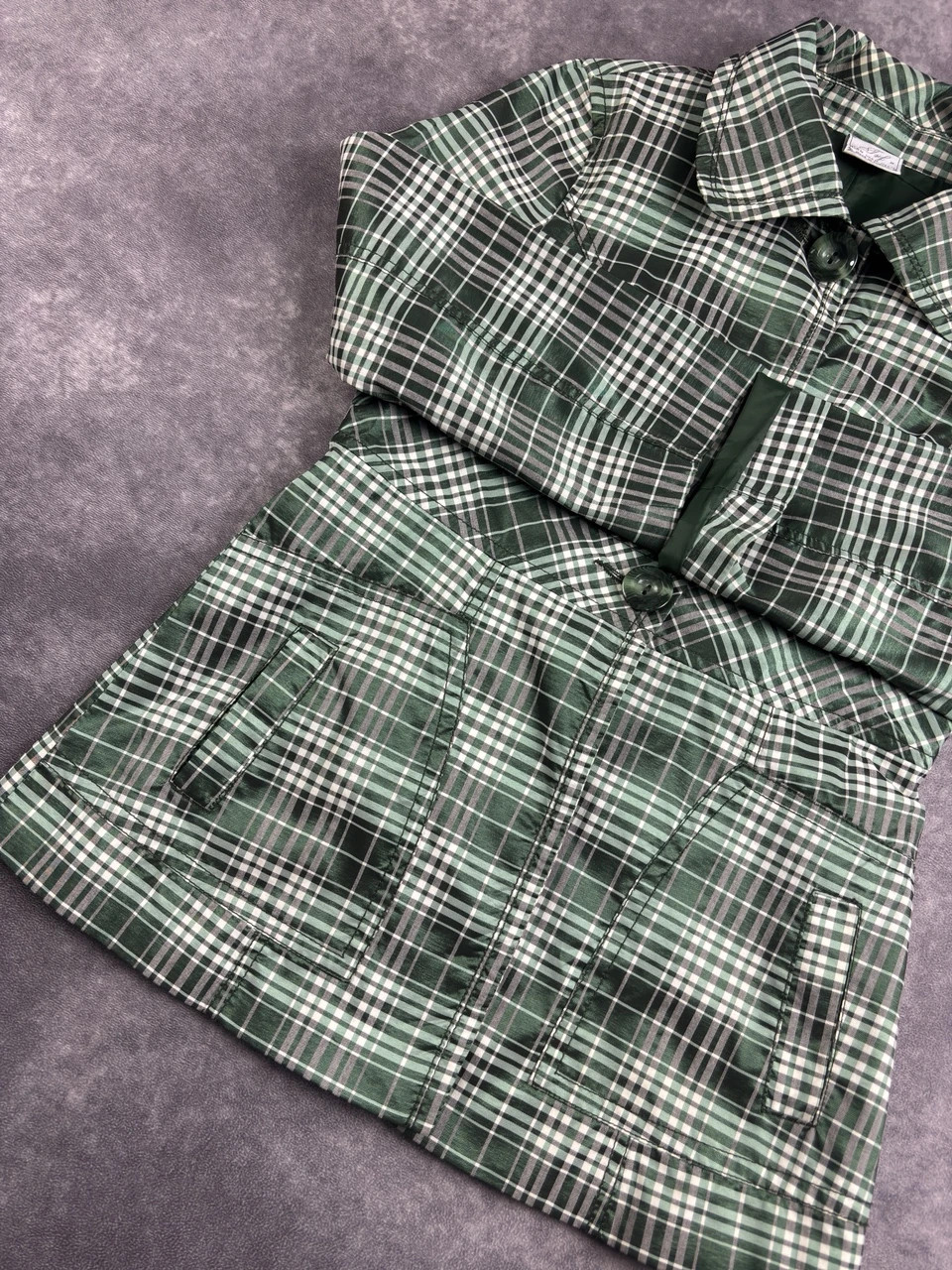 Vintage Green Plaid Trench Coat Jacket Women Size M Retro Streetwear Made in Turkey – Vintage Dressing – taille M / 38 / 10 3