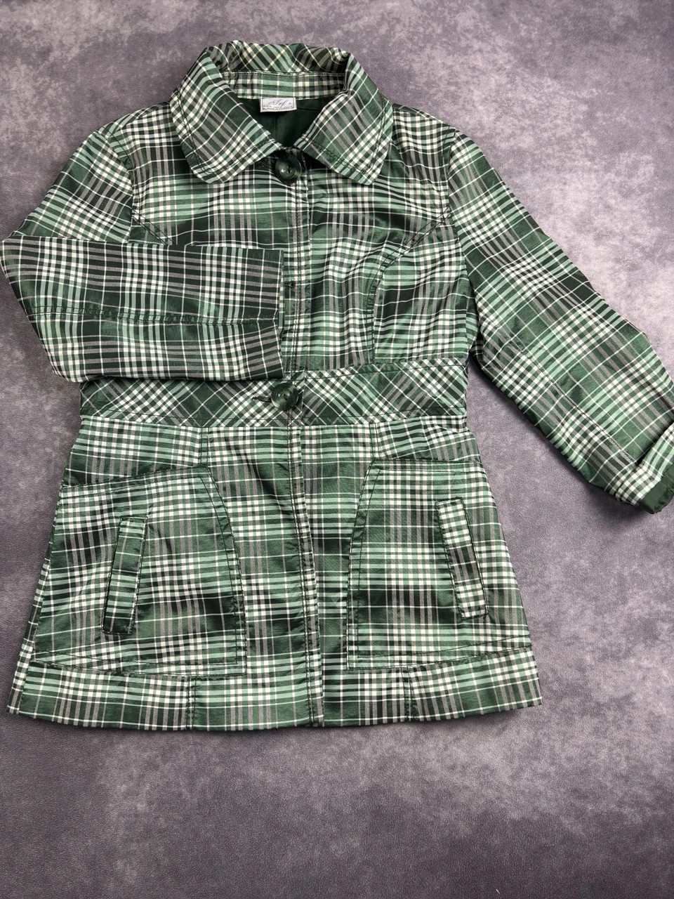 Vintage Green Plaid Trench Coat Jacket Women Size M Retro Streetwear Made in Turkey – Vintage Dressing – taille M / 38 / 10 5