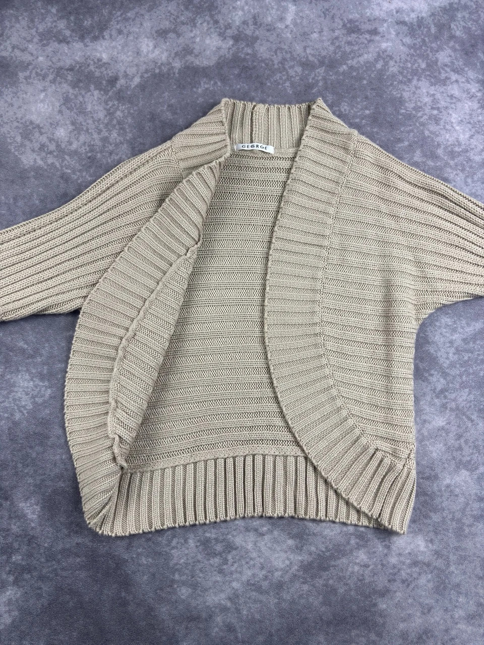 George Beige Chunky Knit Short Sleeve Cardigan Sweater Medium Retro Y2K Casual – George – taille M 4