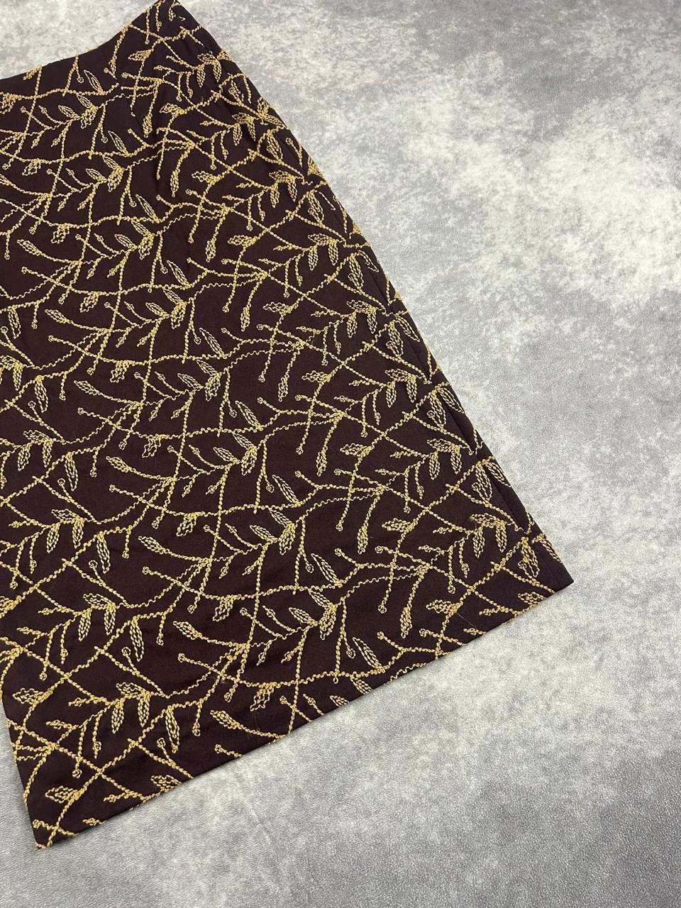 Original Brown Gold Leaf Pattern Midi Skirt Y2K Retro Streetwear Size 38 – NICOLAS – taille M / 38 / 10 3