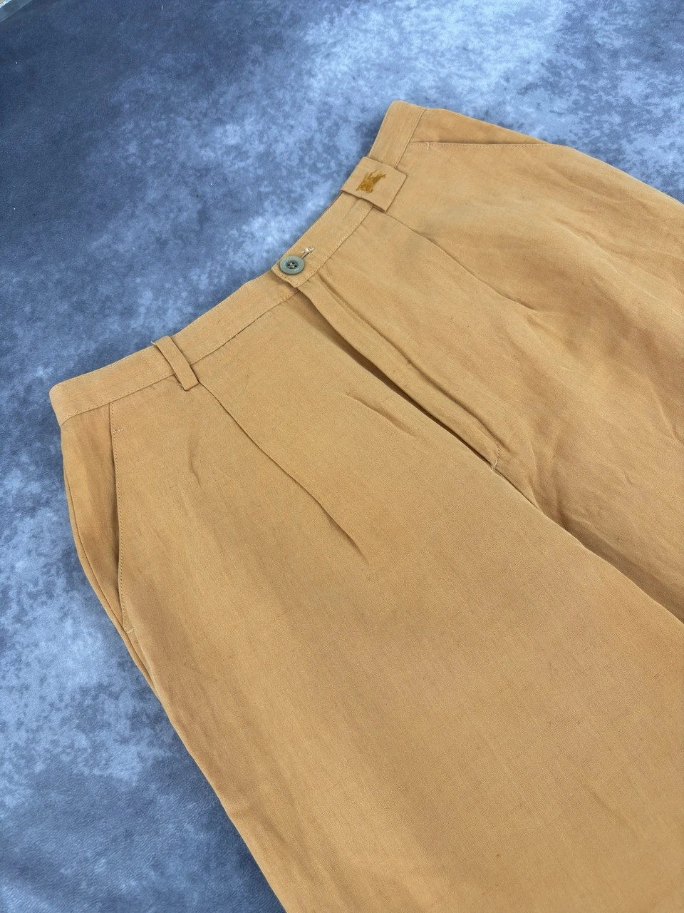 Burberrys of London Tan Linen Blend Tailored Trousers Classic Straight Leg Size 44 Vintage Elegant – Burberrys of London – taille S 2