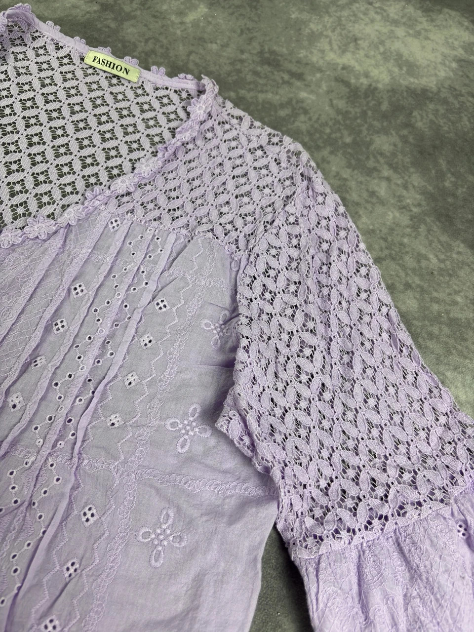 Original Lilac Lace Boho Tunic Blouse Y2K Streetwear Vintage Button Front – Vintage Dressing – taille Taille unique 5