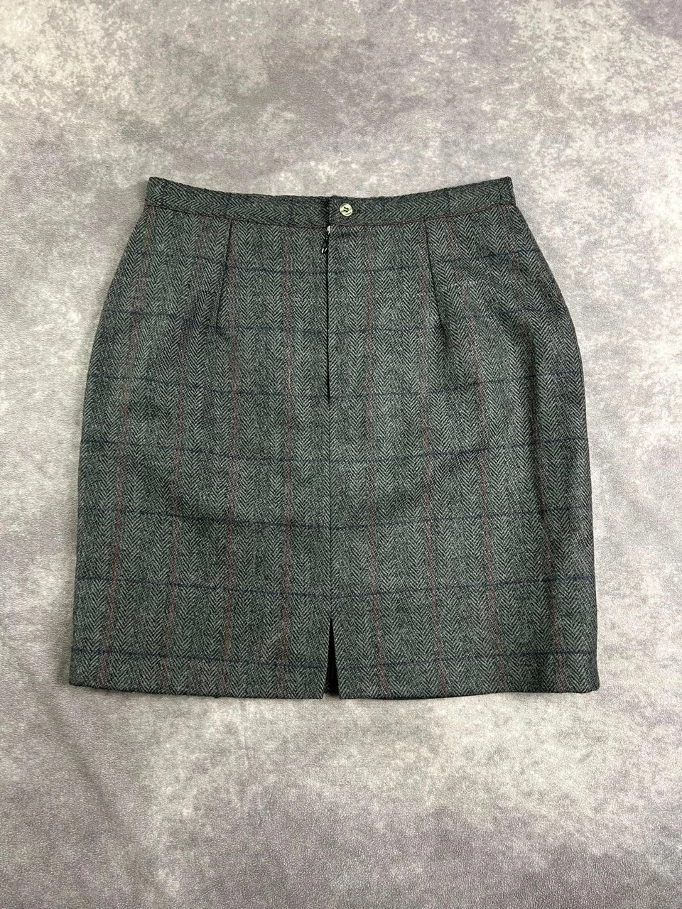 Vintage Plaid Herringbone Mini Skirt Dark Grey Red Retro Streetwear Preppy – Vintage Dressing – taille S / 36 / 8 2