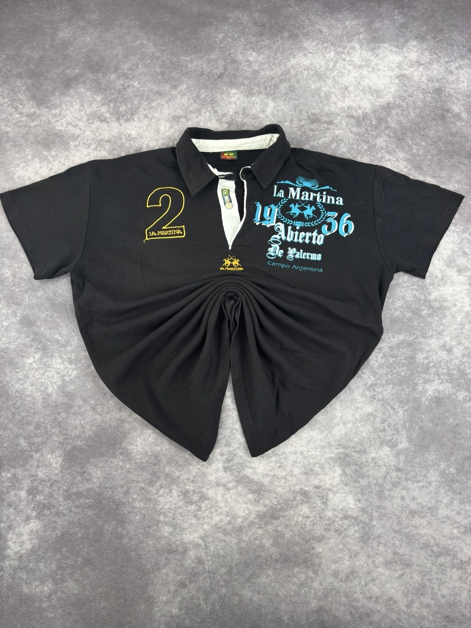 La Martina Black Embroidered Logo Polo Shirt Xxl Casual Streetwear