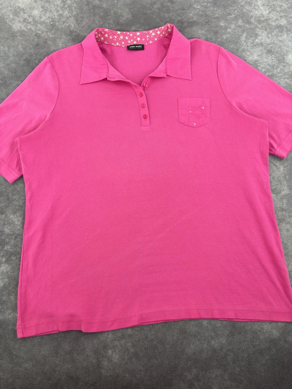 Gerry Weber Edition Pink Fuchsia Embroidered Star Polo Shirt Short Sleeve Casual Vintage – Gerry Weber edition – taille XL 2