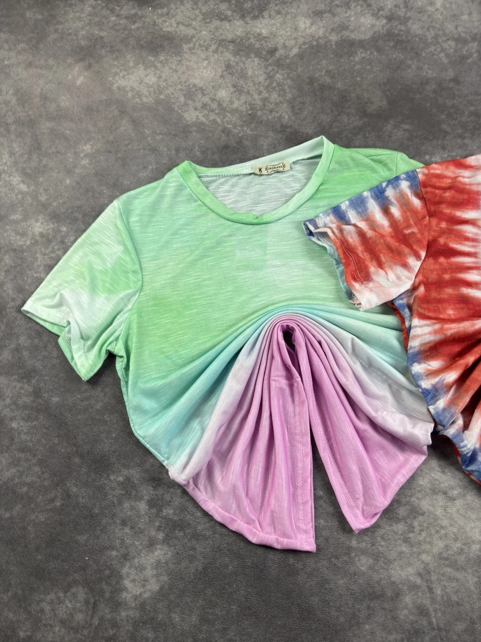 Lot 2 Original vintage Tie Dye Cutout T-Shirt Y2K Streetwear Multicolor Size M – Sazalaxa – taille Taille unique 2