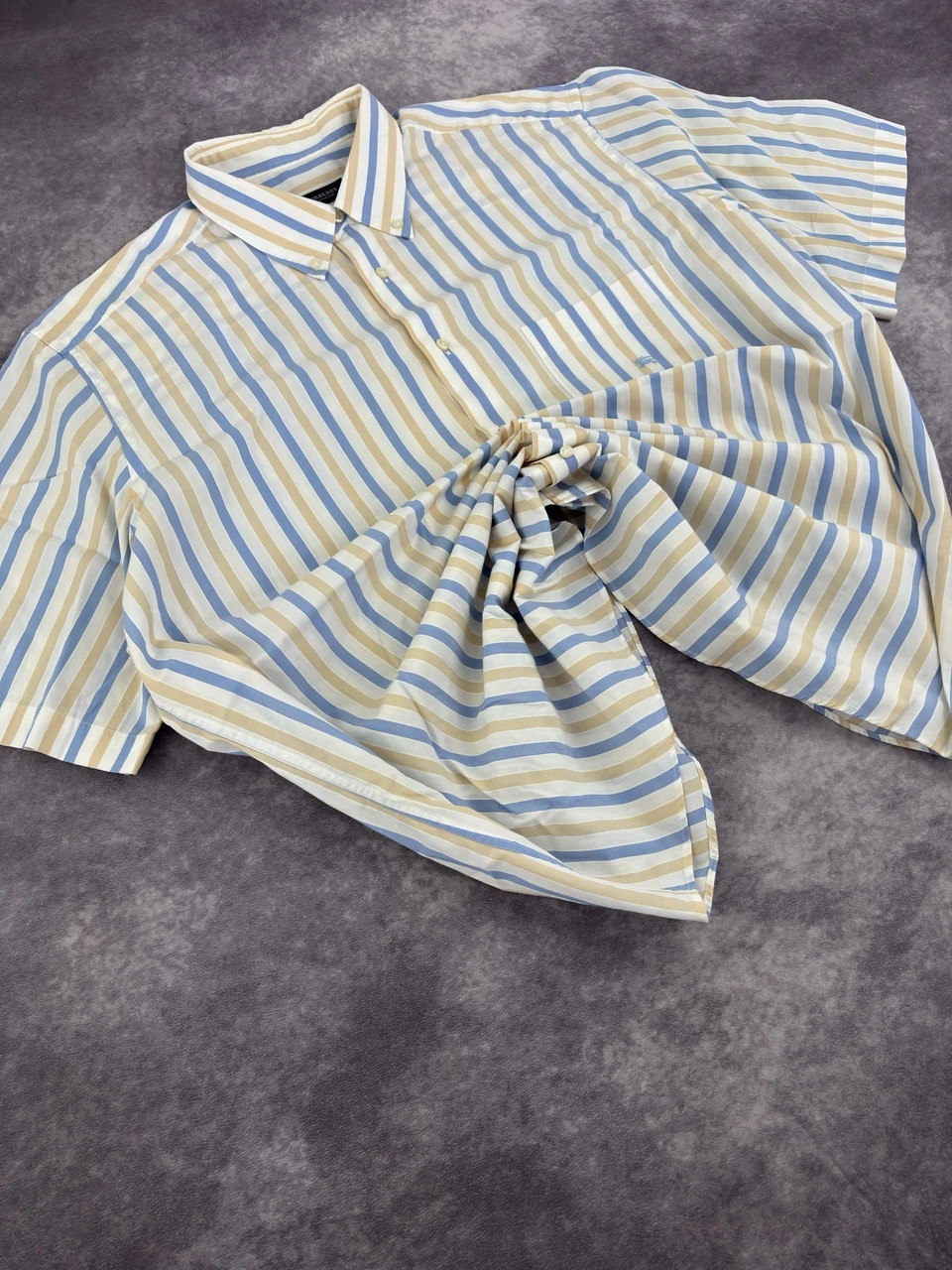 Burberry Blue Beige White Striped Cotton Shirt Size 8 Preppy Casual Streetwear Embroidered Logo – Burberry – taille L 2