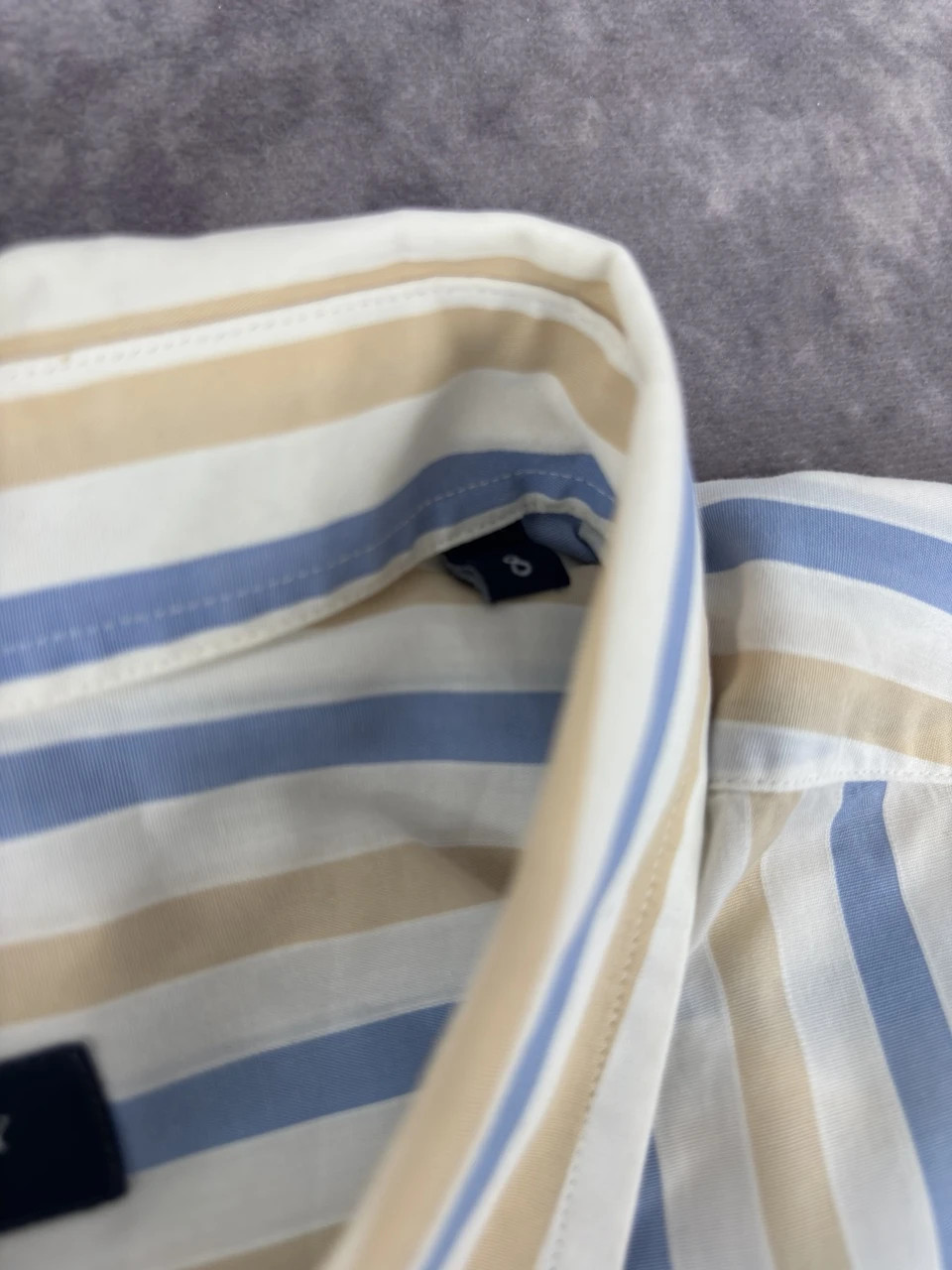 Burberry Blue Beige White Striped Cotton Shirt Size 8 Preppy Casual Streetwear Embroidered Logo – Burberry – taille L 5