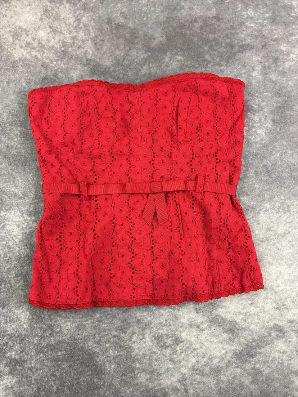Blanco Original Red Strapless Corset Top Lace Y2K Streetwear Size M