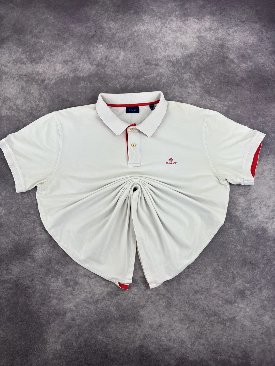 Gant White Red Embroidered Logo Polo Shirt Casual Streetwear