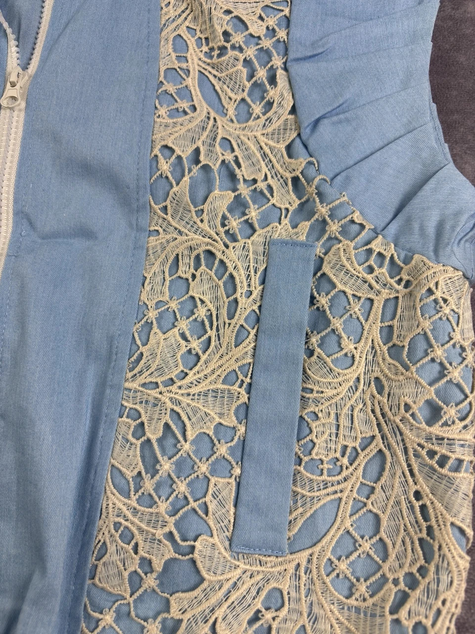 Viccee Original Light Blue Lace Zip Vest Y2K Streetwear Size 2 – Vintage Dressing – taille Taille unique 5