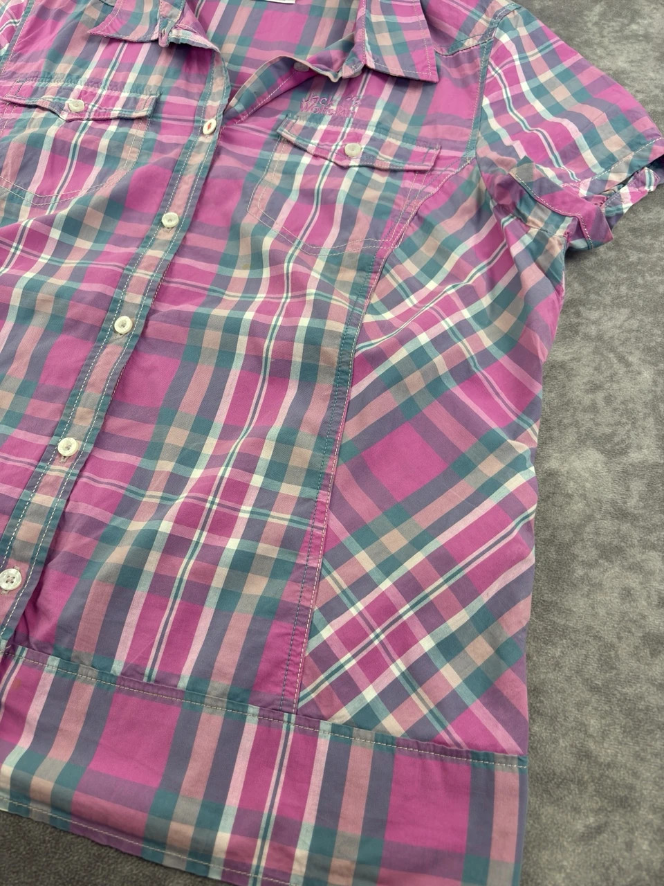 Jack Wolfskin Pink Plaid Short Sleeve Shirt Size Xl – Jack Wolfskin – taille XL / 42 / 14 3