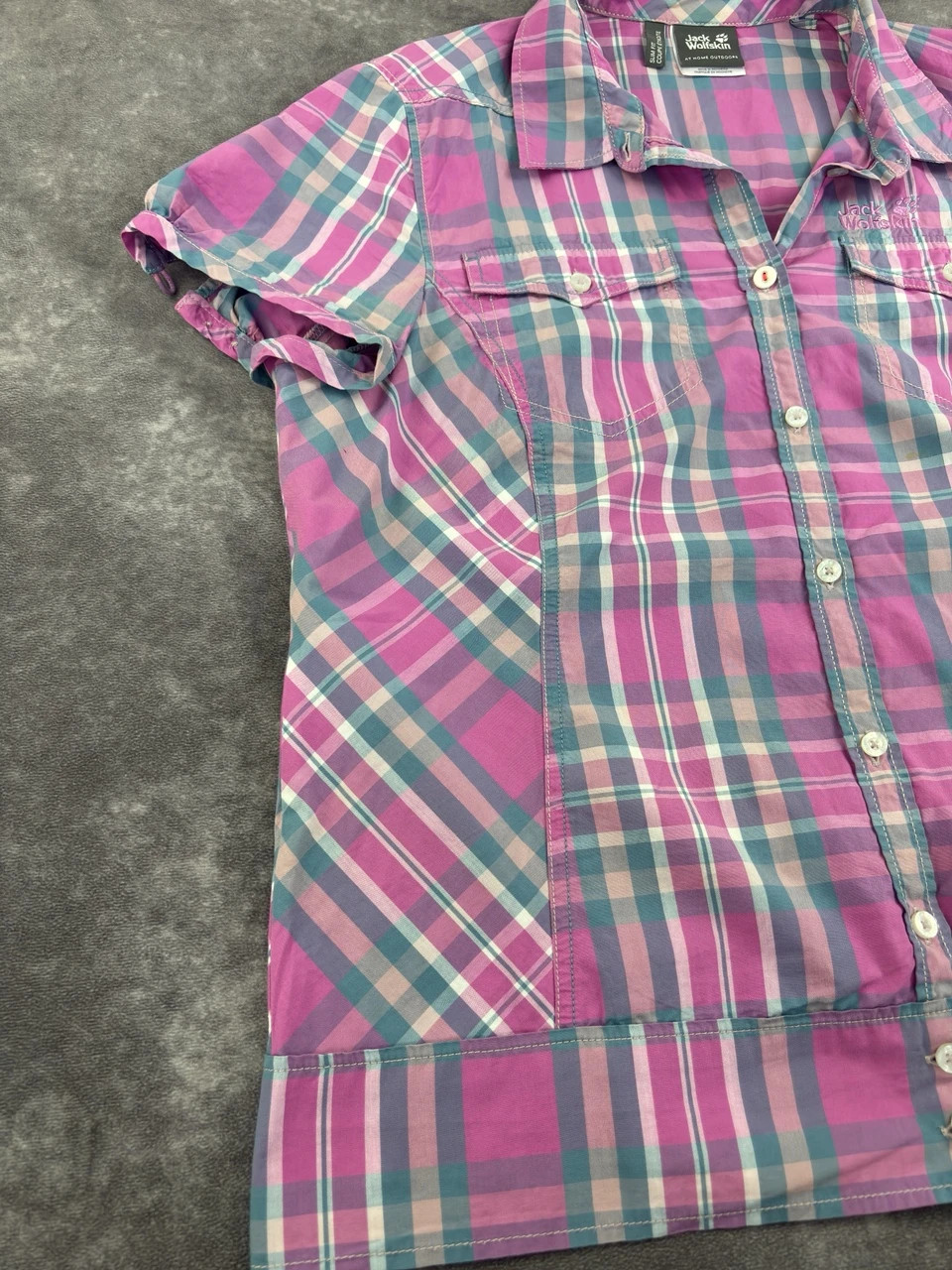 Jack Wolfskin Pink Plaid Short Sleeve Shirt Size Xl – Jack Wolfskin – taille XL / 42 / 14 2