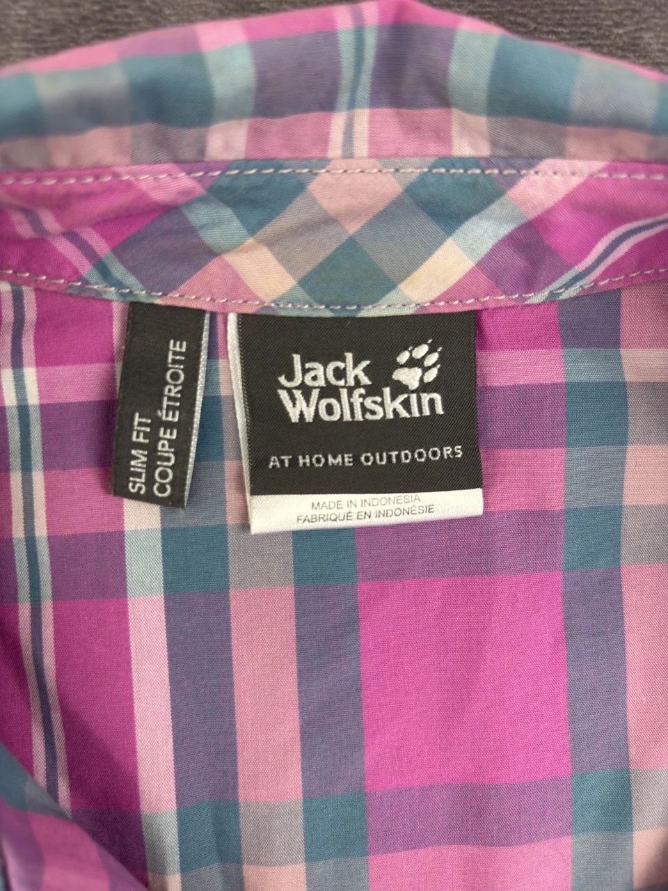 Jack Wolfskin Pink Plaid Short Sleeve Shirt Size Xl – Jack Wolfskin – taille XL / 42 / 14 5