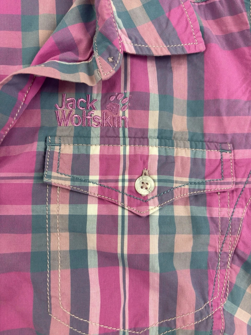 Jack Wolfskin Pink Plaid Short Sleeve Shirt Size Xl – Jack Wolfskin – taille XL / 42 / 14 4