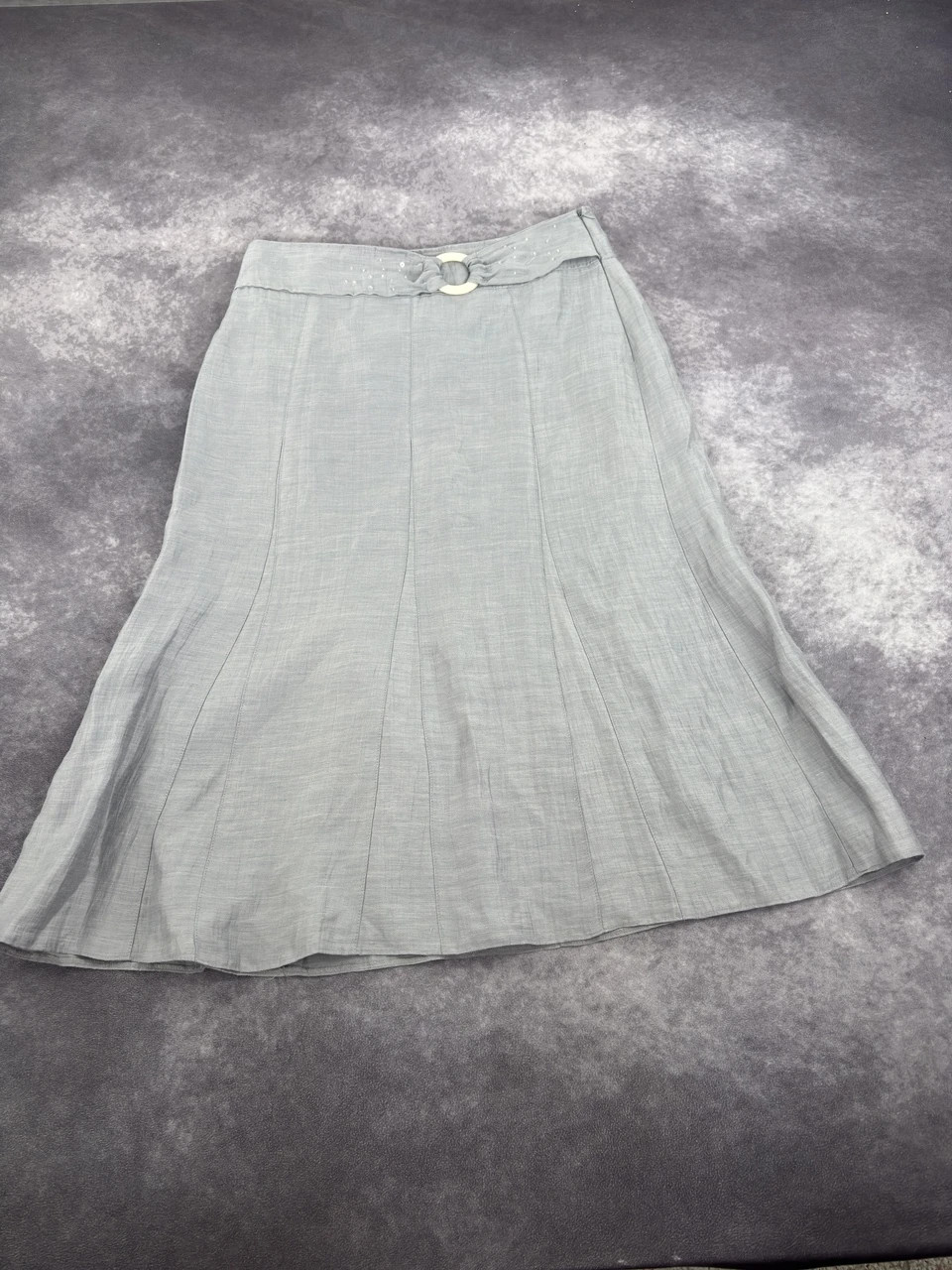 Gerry Weber Light Grey Linen Blend Midi Skirt Size 40