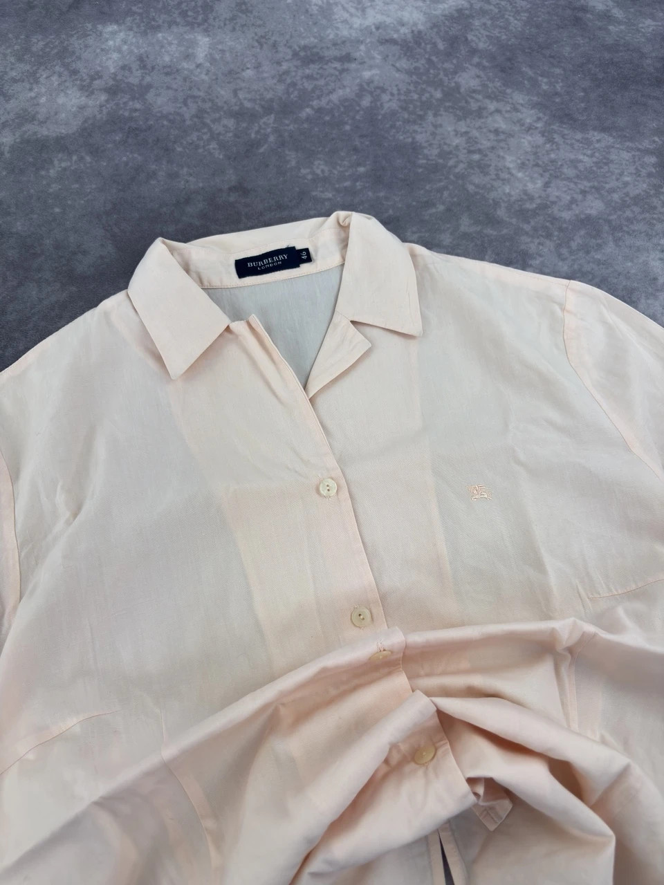 Burberry London Pale Pink Cotton Shirt Size 46 Embroidered Logo Preppy Casual Lightweight – Burberry London – taille XXL 2