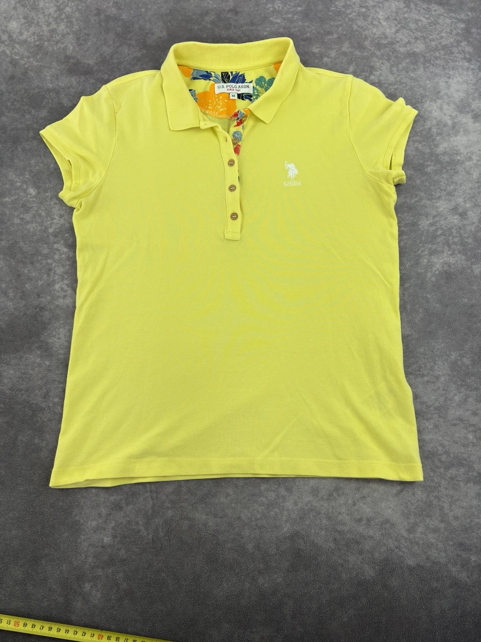 U.S. Polo Assn Yellow Floral Collar Polo Shirt Embroidered Logo Size M – U.S. Polo Assn. – taille M 5