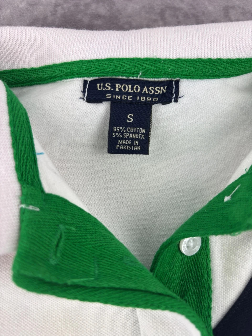 U.S. Polo Assn White Diagonal Stripe Polo Shirt Size S – U.S. Polo Assn. – taille S / 36 / 8 3