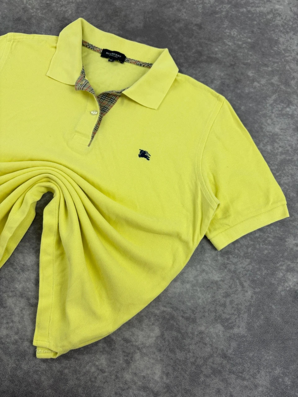 Burberry London Yellow Polo Shirt Plaid Collar Embroidered Logo Casual🌺 – Burberry – taille XXL 3