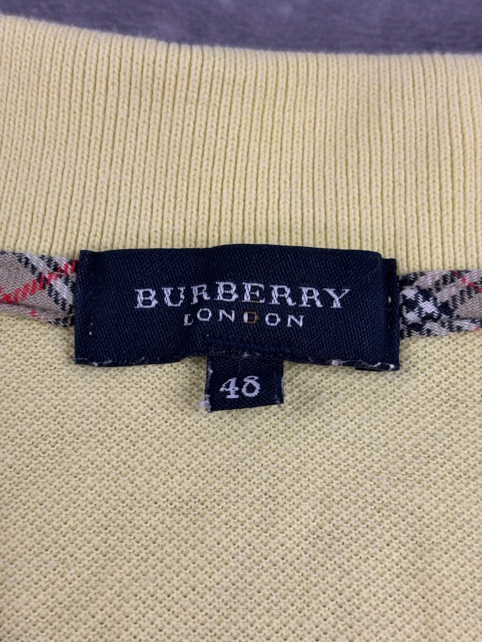 Burberry London Yellow Polo Shirt Plaid Collar Embroidered Logo Casual🌺 – Burberry – taille XXL 5