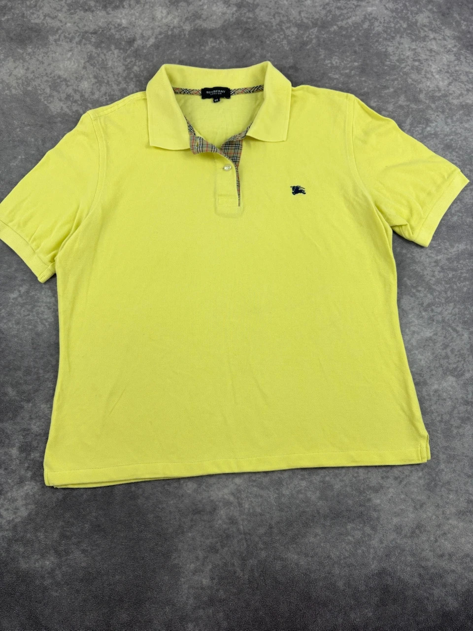 Burberry London Yellow Polo Shirt Plaid Collar Embroidered Logo Casual🌺 – Burberry – taille XXL 4