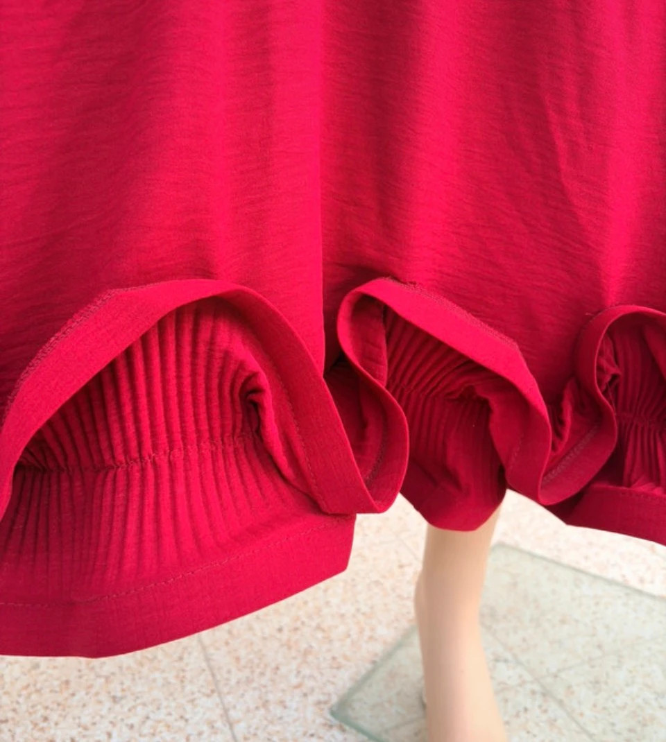 Red sleeveless maxi dress with ruffle hem casual summer knit long elegant dress bohemian style🌺 – Vintage Dressing – taille Taille unique 5