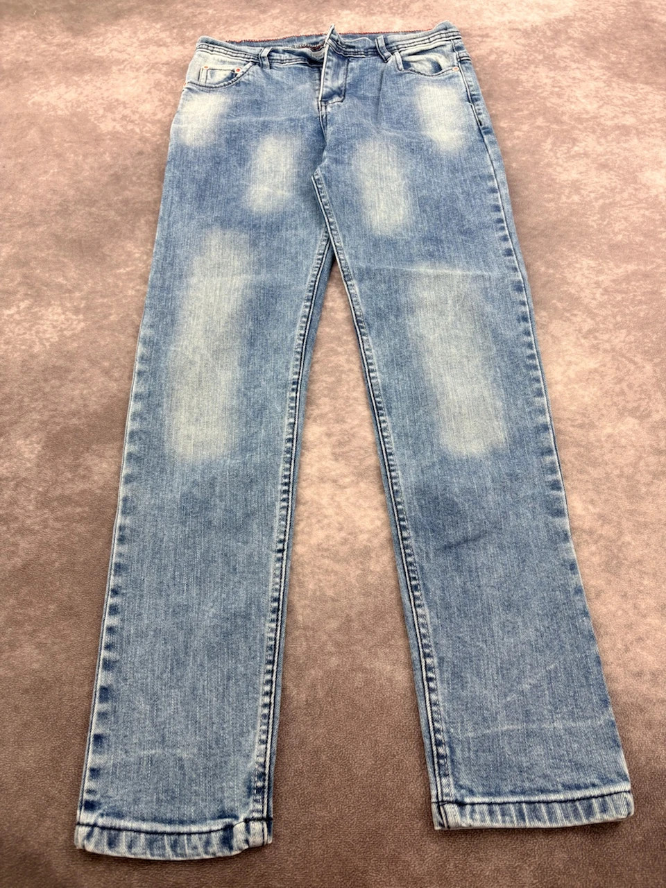 Armani Jeans Vintage Light Wash Straight Leg Denim Jeans Y2K Retro Casual Distressed Look