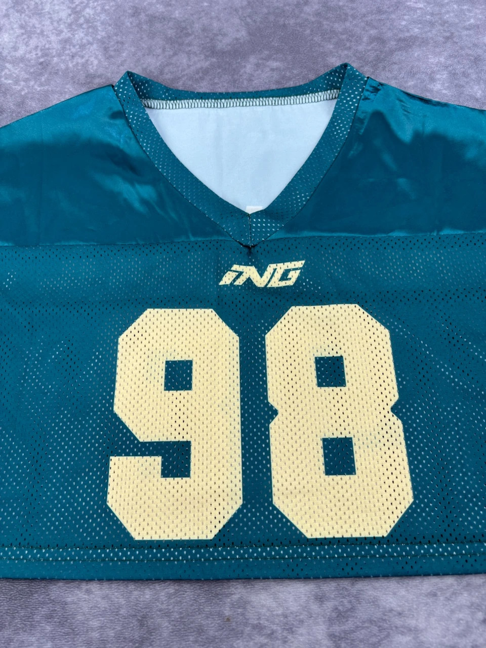 Vintage Teal Mesh Football Jersey Number 98 Adventure Retro Y2K Streetwear M – Vintage Dressing – taille M 3