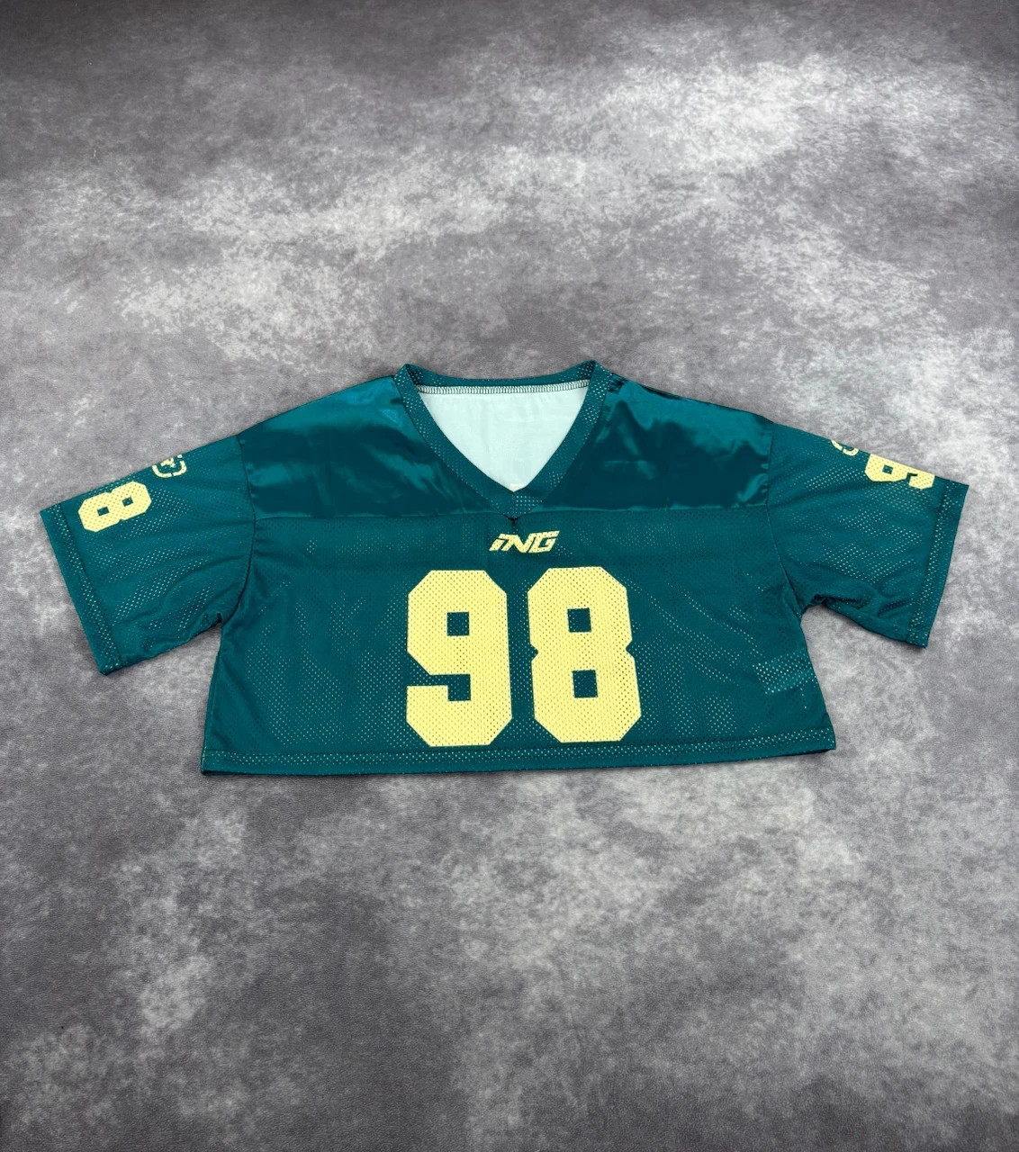 Vintage Teal Mesh Football Jersey Number 98 Adventure Retro Y2K Streetwear M – Vintage Dressing – taille M