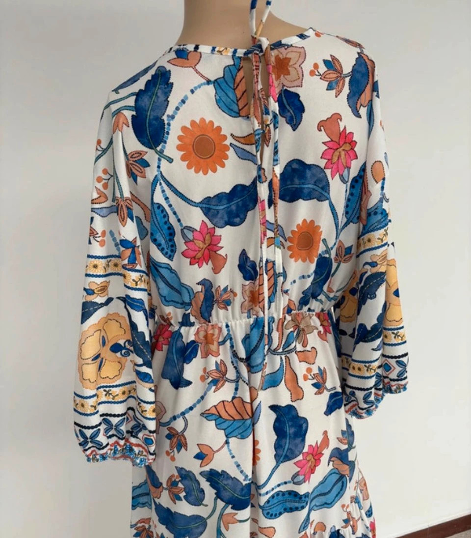 Boho Floral Maxi Dress Long Sleeve Summer Beach Party Casual Colorful Printed Long Dress🌺 – Vintage Dressing – taille Taille unique 5