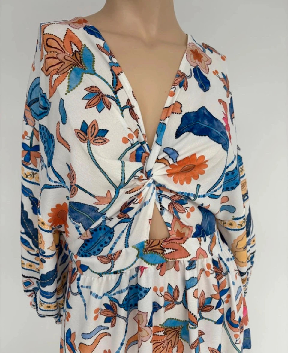 Boho Floral Maxi Dress Long Sleeve Summer Beach Party Casual Colorful Printed Long Dress🌺 – Vintage Dressing – taille Taille unique 3