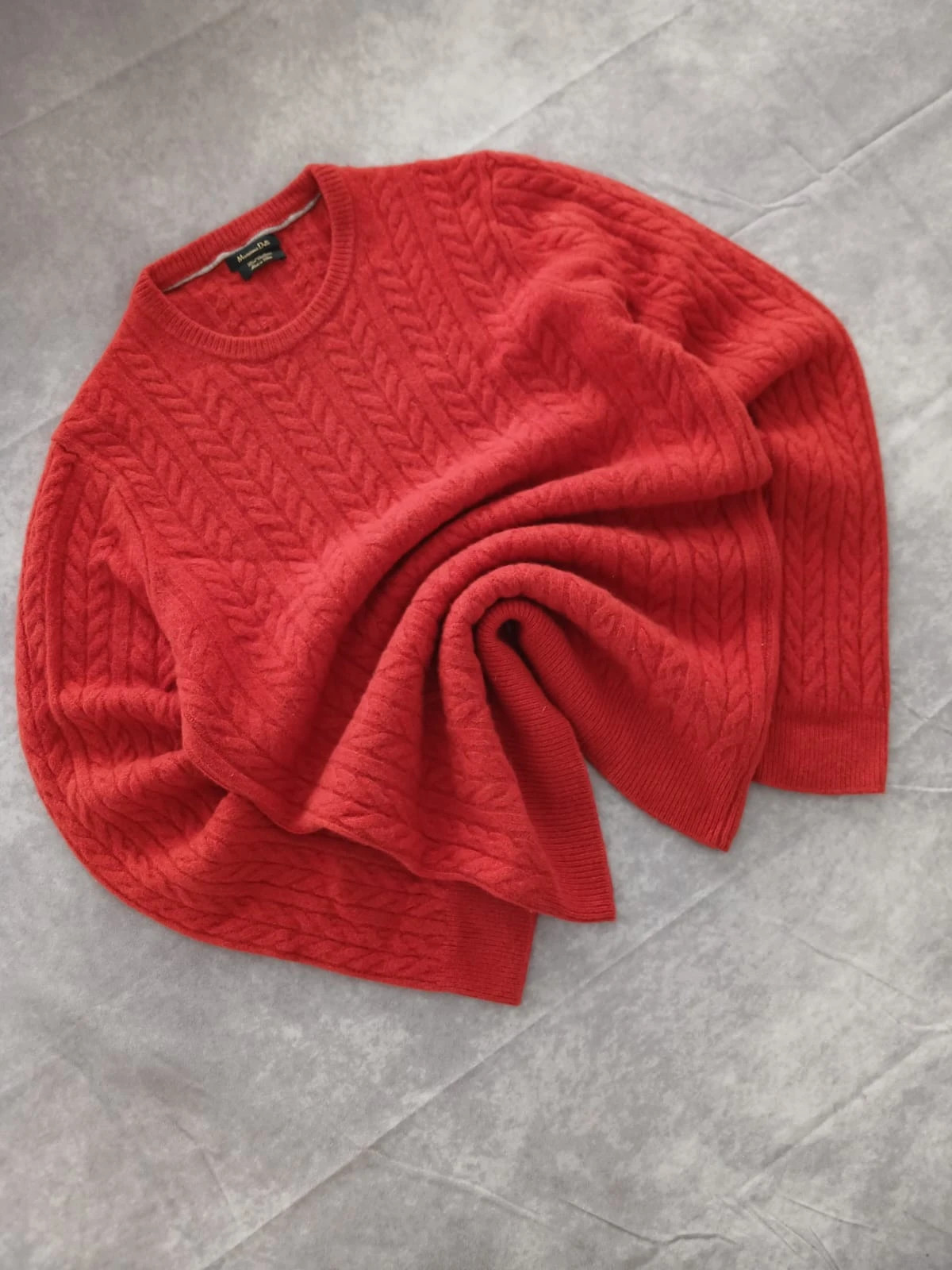 Massimo Dutti Red Cable Knit Wool Cashmere Sweater Crewneck Winter Pullover Jumper Men🌺 – Massimo Dutti – taille M 3