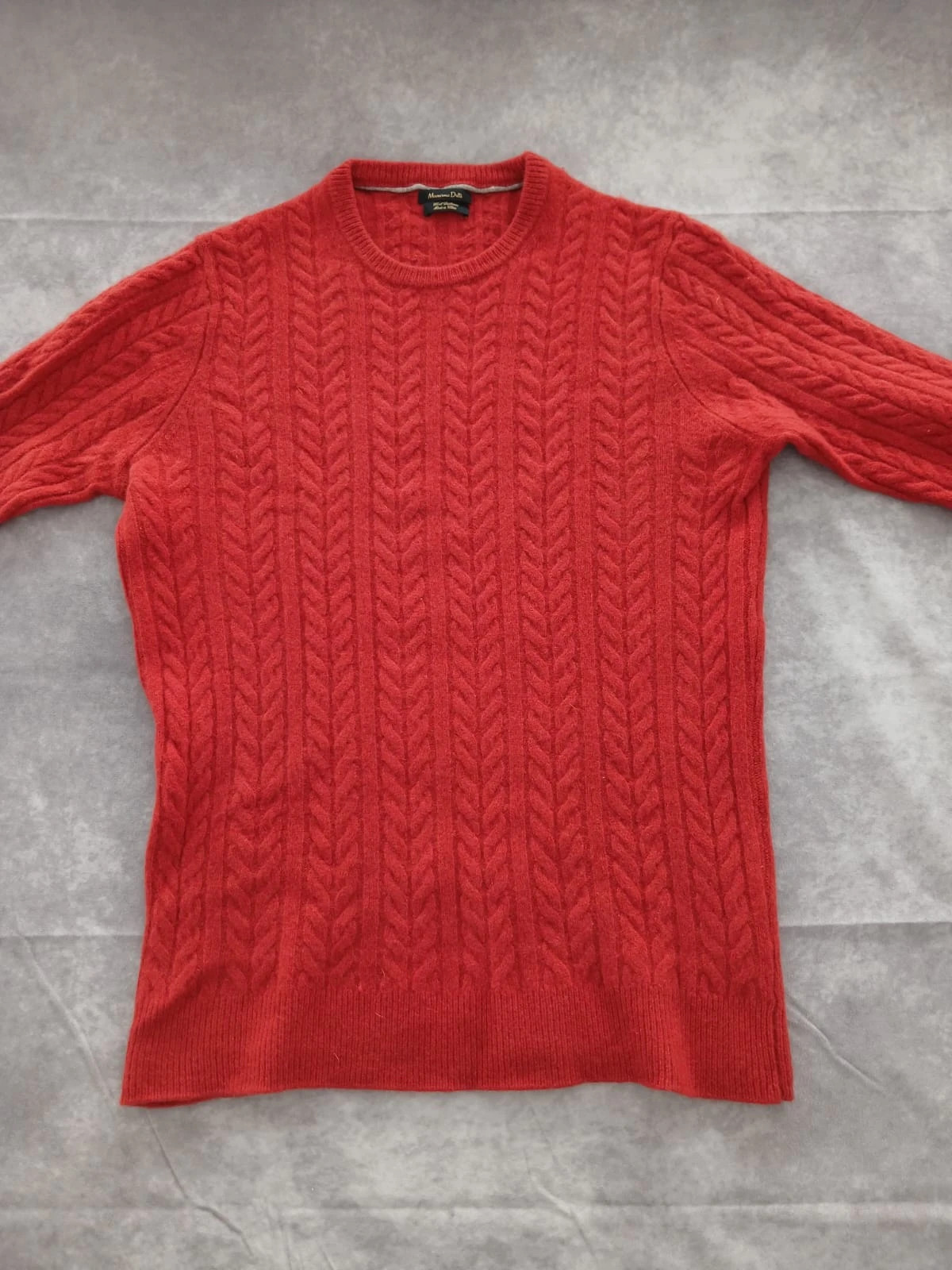 Massimo Dutti Red Cable Knit Wool Cashmere Sweater Crewneck Winter Pullover Jumper Men🌺 – Massimo Dutti – taille M 4