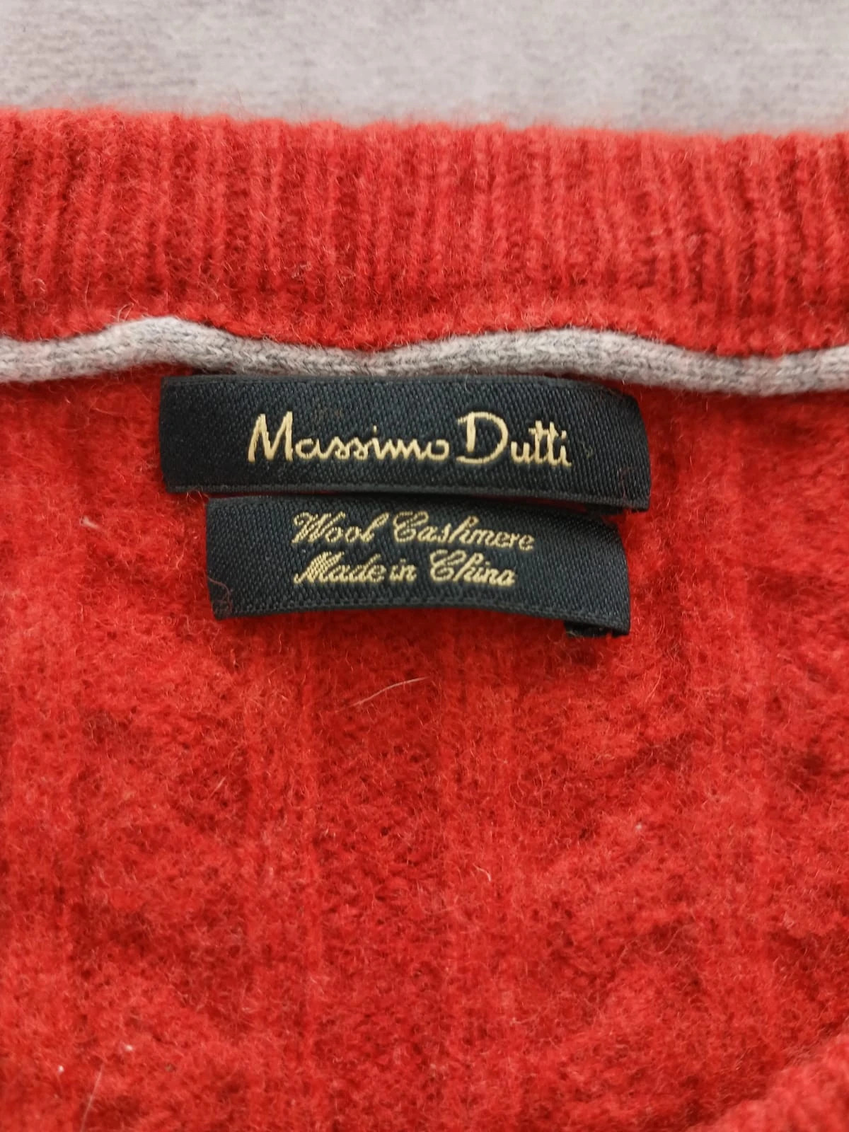Massimo Dutti Red Cable Knit Wool Cashmere Sweater Crewneck Winter Pullover Jumper Men🌺 – Massimo Dutti – taille M 5
