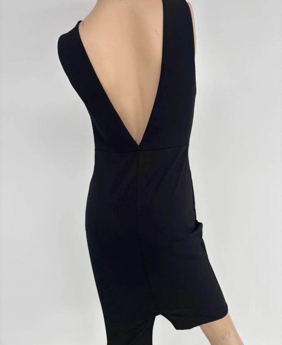 Black Cross Halter Neck Midi Dress Elegant Cut Out Front Cocktail Party Evening Dress Chic🌺 – Vintage Dressing – taille Taille unique 2