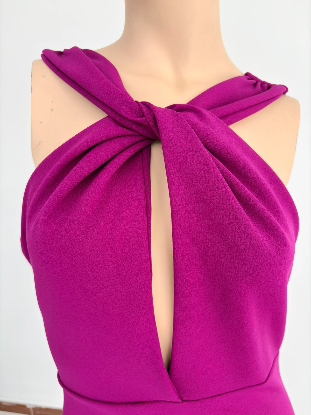 Elegant Magenta Purple Halter Dress Cut Out Bodycon Cocktail Wedding Guest Party Dress M🌺 – Vintage Dressing – taille M / 38 / 10 2