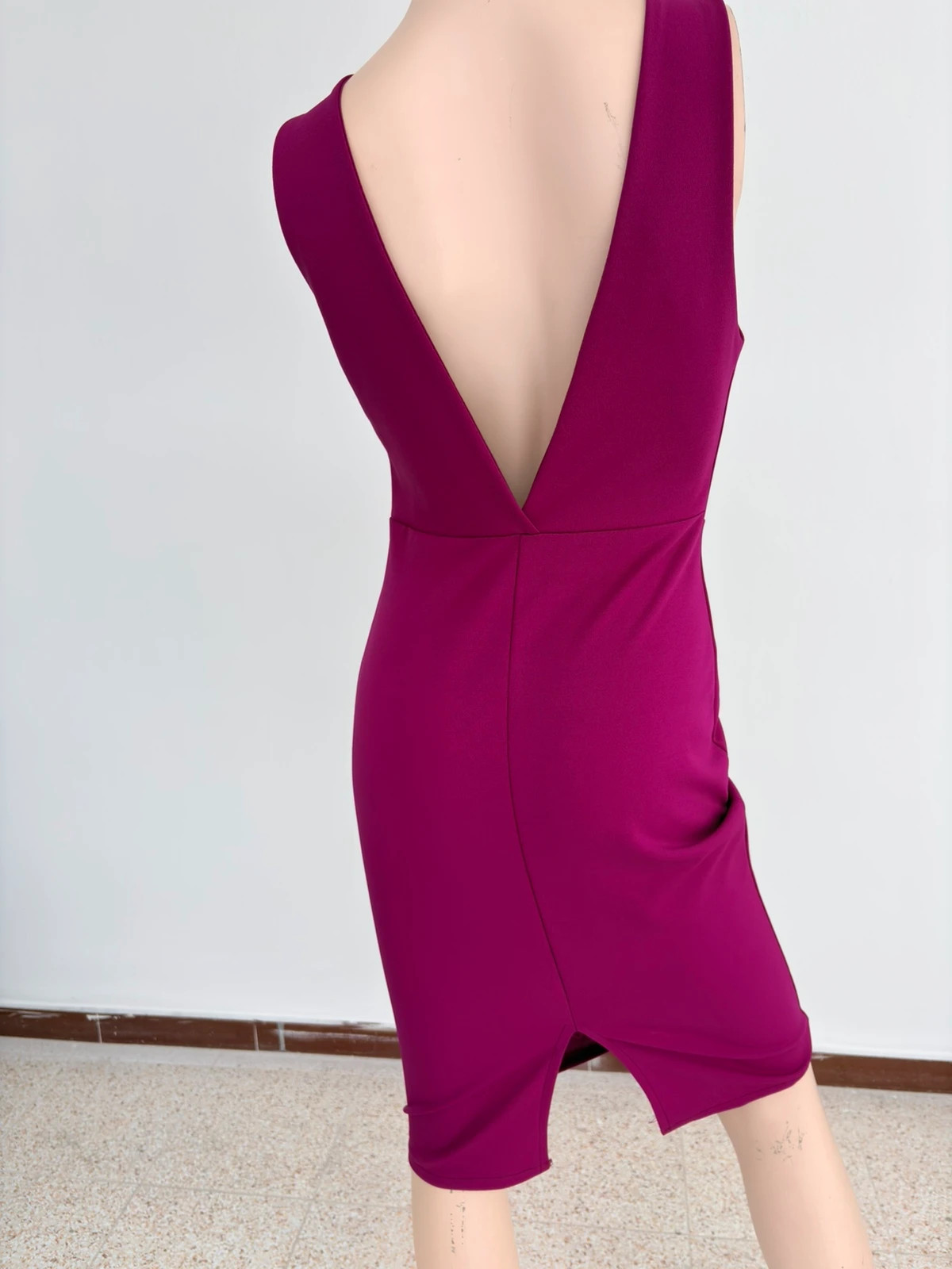 Elegant Magenta Purple Halter Dress Cut Out Bodycon Cocktail Wedding Guest Party Dress M🌺 – Vintage Dressing – taille M / 38 / 10 4